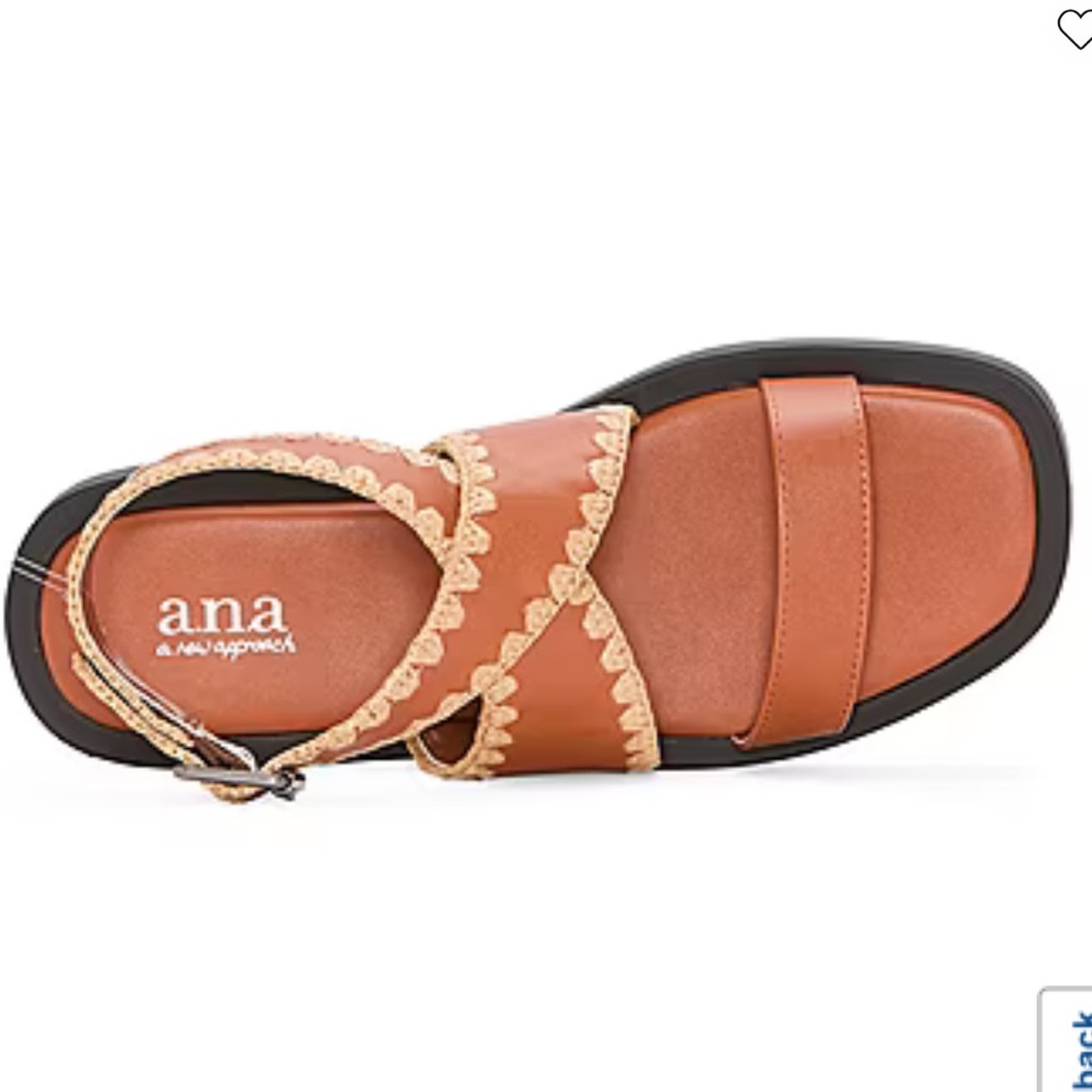 NWT a.n.a Women's Vest flat sandals in Cognac Buckle Strap Size 10 - Picture 4 of 10